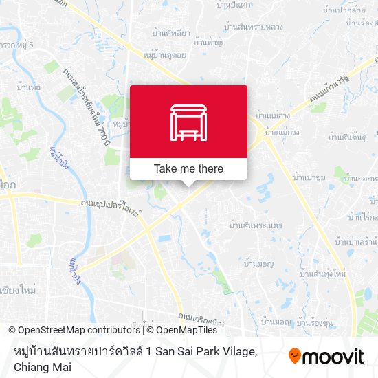 หมู่บ้านสันทรายปาร์ควิลล์ 1 San Sai Park Vilage map