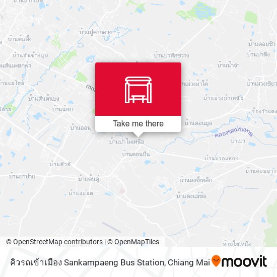 คิวรถเข้าเมือง Sankampaeng Bus Station map