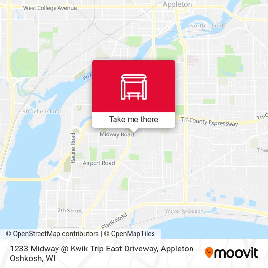 Mapa de 1233 Midway @ Kwik Trip East Driveway