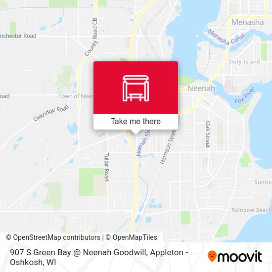 Mapa de 907 S Green Bay @ Neenah Goodwill