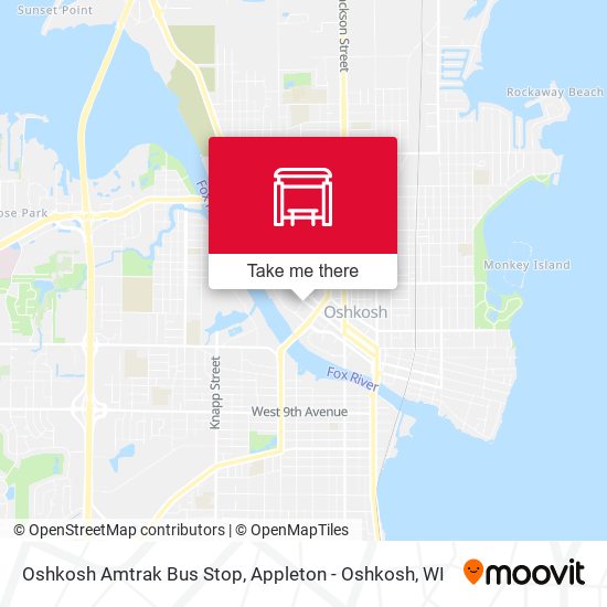 Oshkosh Amtrak Bus Stop map