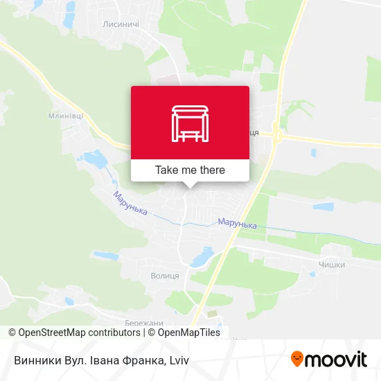 Карта Винники Вул. Івана Франка