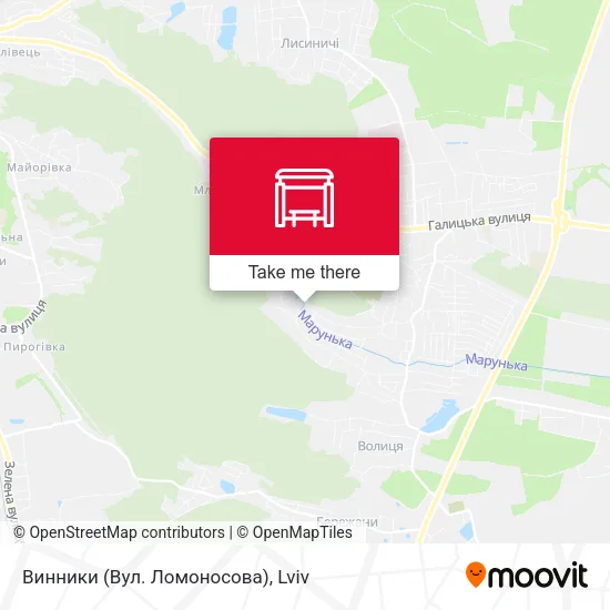 Карта Винники (Вул. Ломоносова)