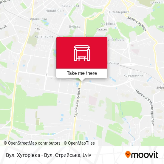 Карта Вул. Хуторівка - Вул. Стрийська