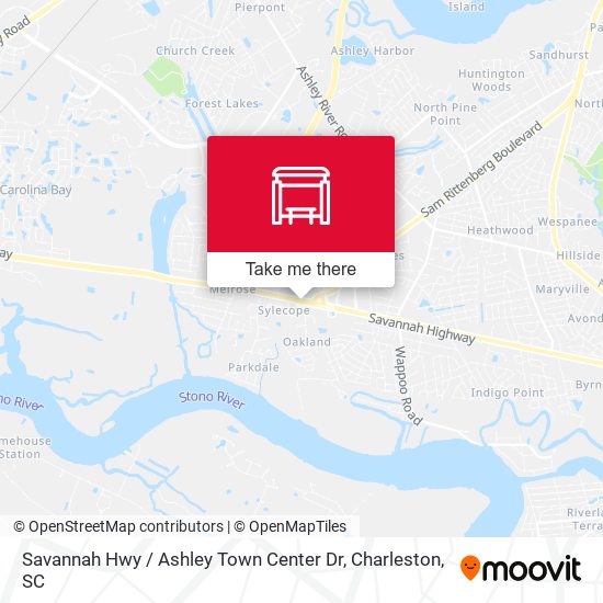 Mapa de Savannah Hwy / Ashley Town Center Dr