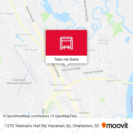 Mapa de 1270 Yeamans Hall Rd, Hanahan, Sc
