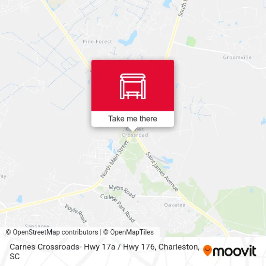 Carnes Crossroads- Hwy 17a / Hwy 176 map