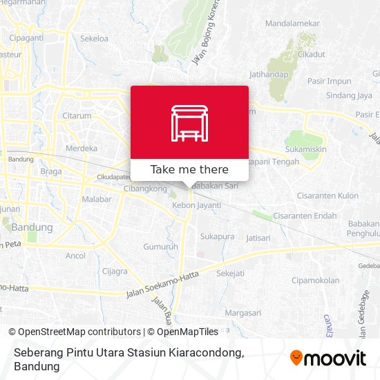Seberang Pintu Utara Stasiun Kiaracondong map