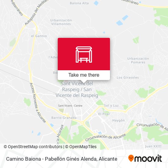 Camino Baiona - Pabellón Ginés Alenda map