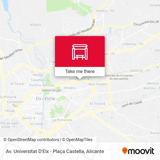 Av. Universitat D'Elx - Plaça Castella map