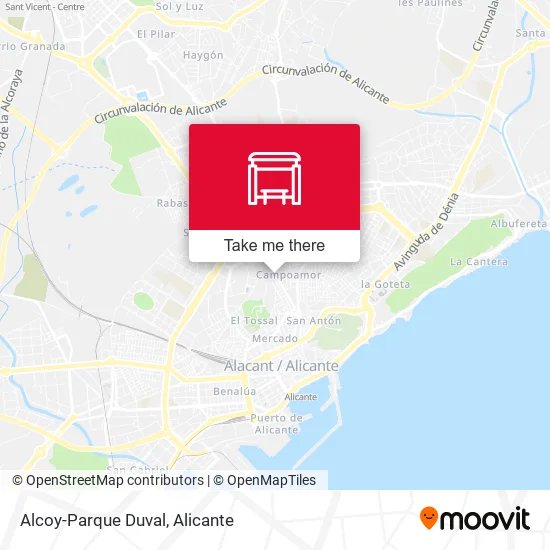 Alcoy-Parque Duval map