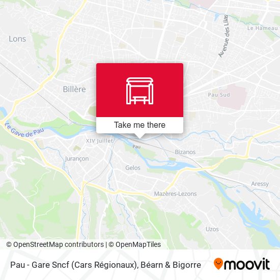 Pau - Gare Sncf (Cars Régionaux) map