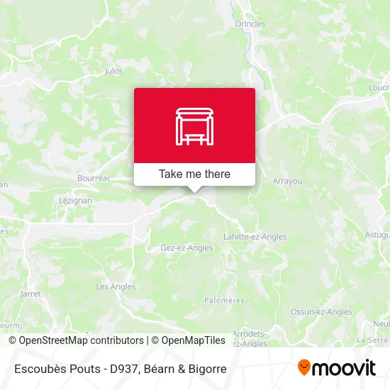 Mapa Escoubès Pouts - D937