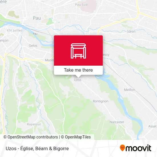 Uzos - Église map