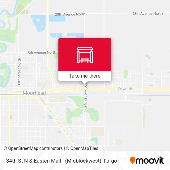 34th St N & Easten Mall - (Midblockwest) map