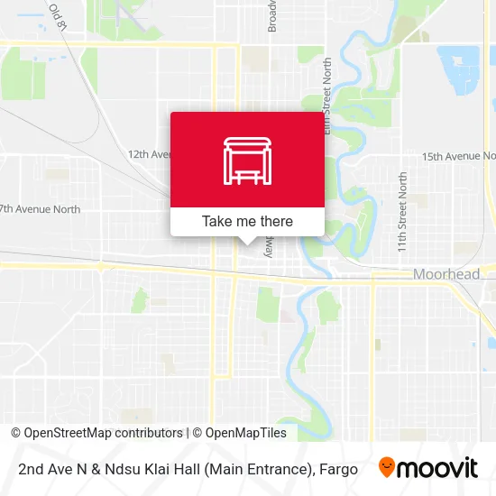 2nd Ave N & Ndsu Klai Hall (Main Entrance) map