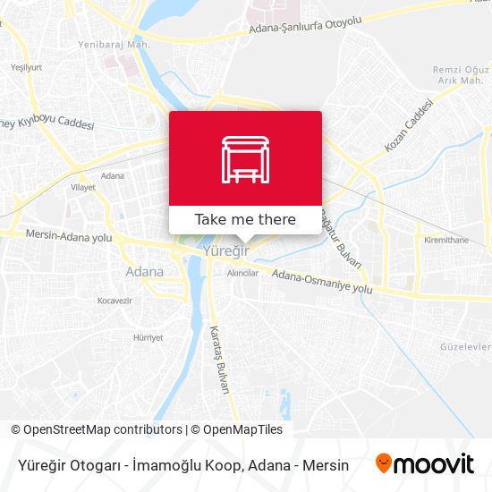Yüreğir Otogarı - İmamoğlu Koop map