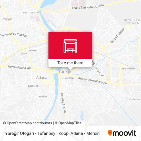 Yüreğir Otogarı - Tufanbeyli Koop map