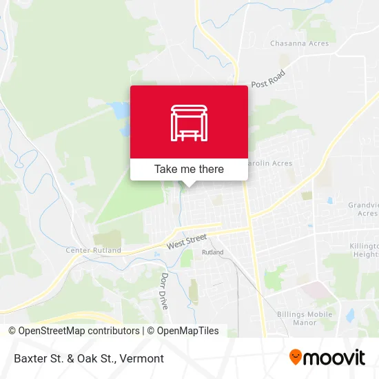 Baxter St. & Oak St. map