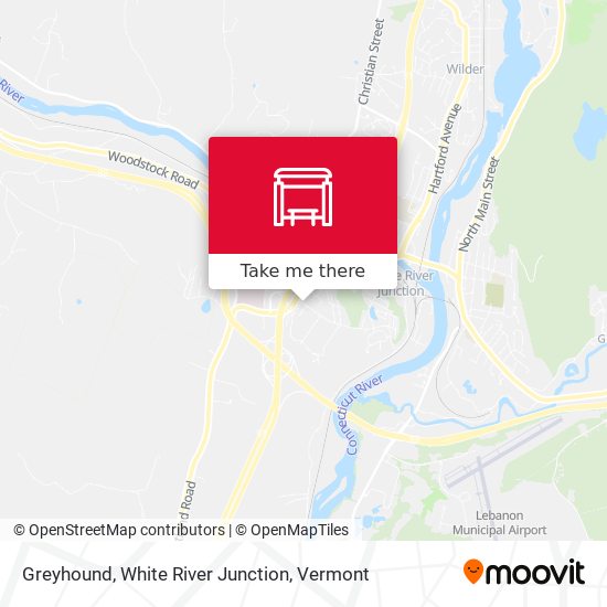 Greyhound, White River Junction map