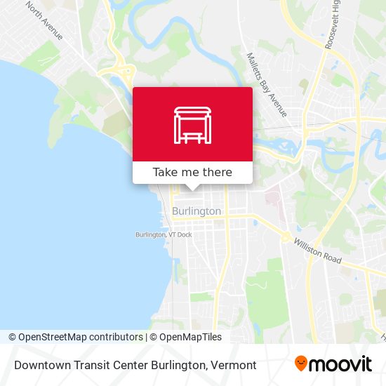 Mapa de Downtown Transit Center Burlington