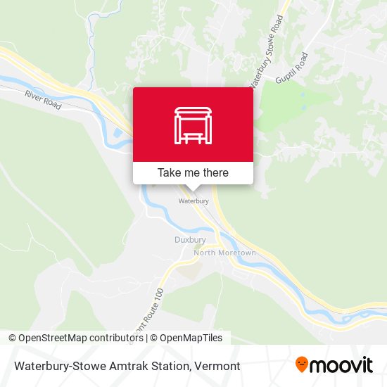 Waterbury-Stowe Amtrak Station map