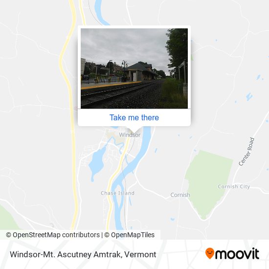 Windsor-Mt. Ascutney Amtrak map