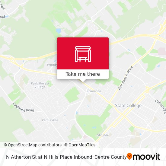 N Atherton St at N Hills Place Inbound map