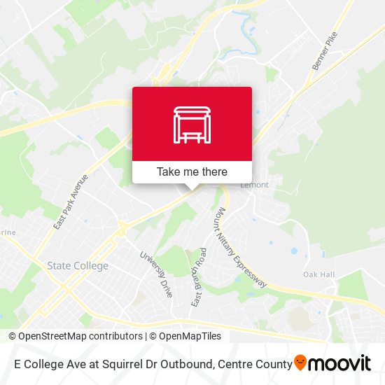 E College Ave at Squirrel Dr Outbound map