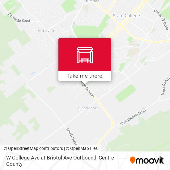 Mapa de W College Ave at Bristol Ave Outbound