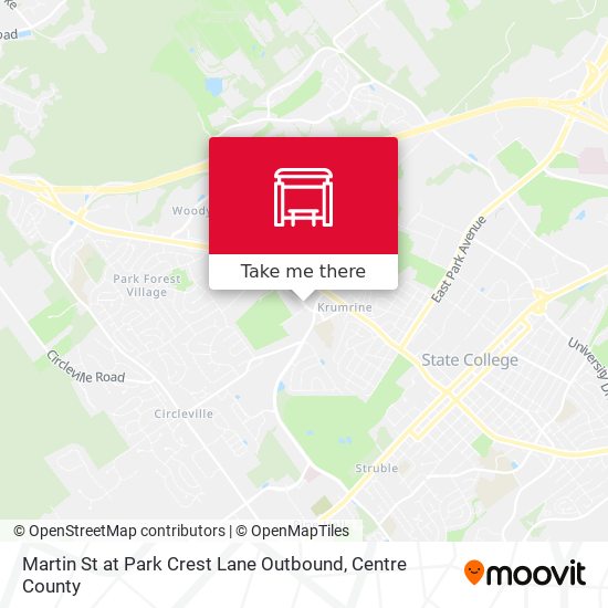 Martin St at Park Crest Lane Outbound map