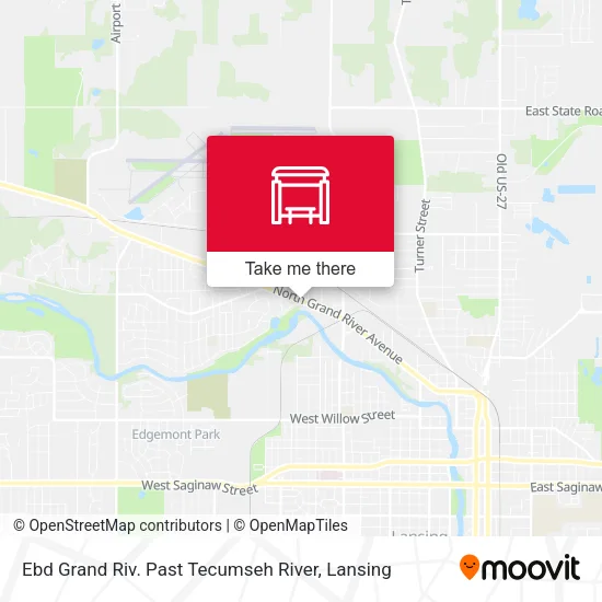 Mapa de Ebd Grand Riv. Past Tecumseh River