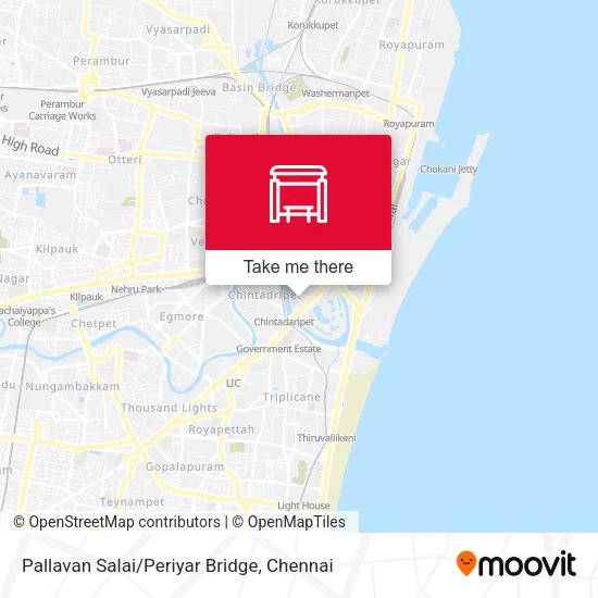 Pallavan Salai/Periyar Bridge map