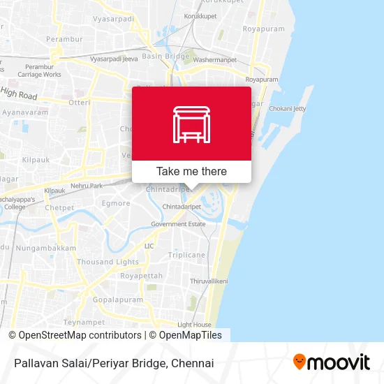 Pallavan Salai/Periyar Bridge map