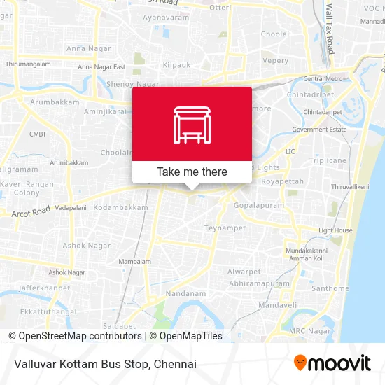 Valluvar Kottam Bus Stop map