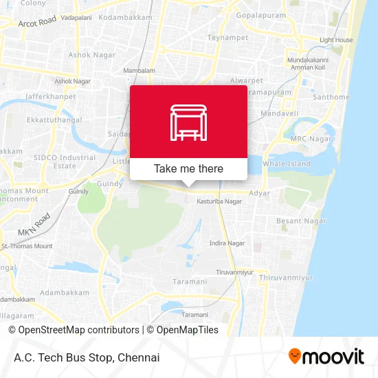 A.C. Tech Bus Stop map