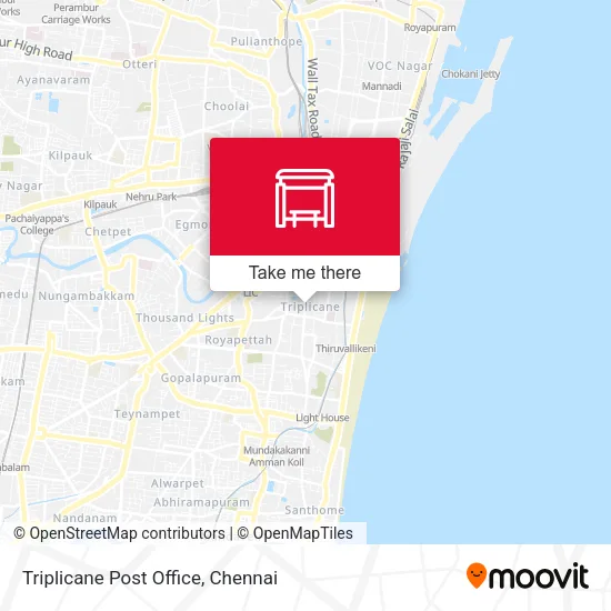 Triplicane Post Office map