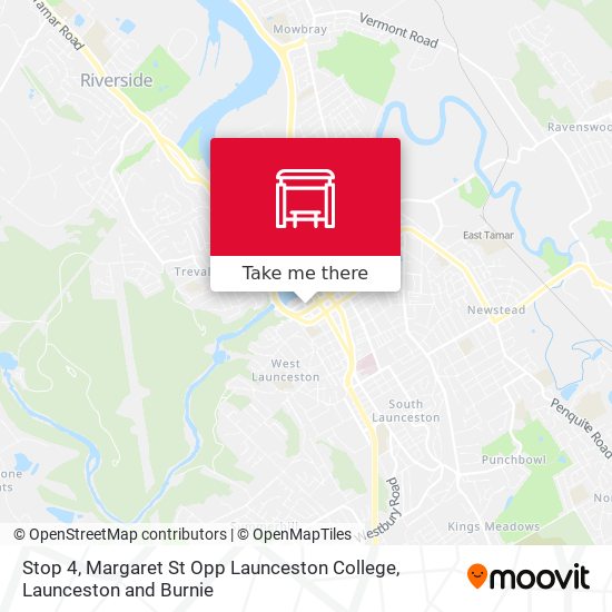 Mapa Stop 4, Margaret St Opp Launceston College