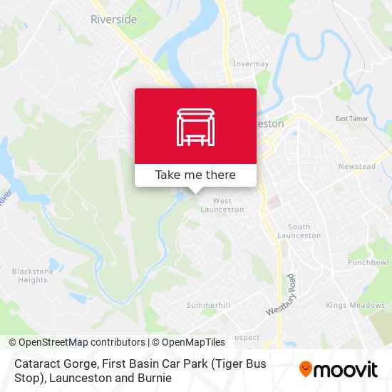 Mapa Cataract Gorge, First Basin Car Park (Tiger Bus Stop)