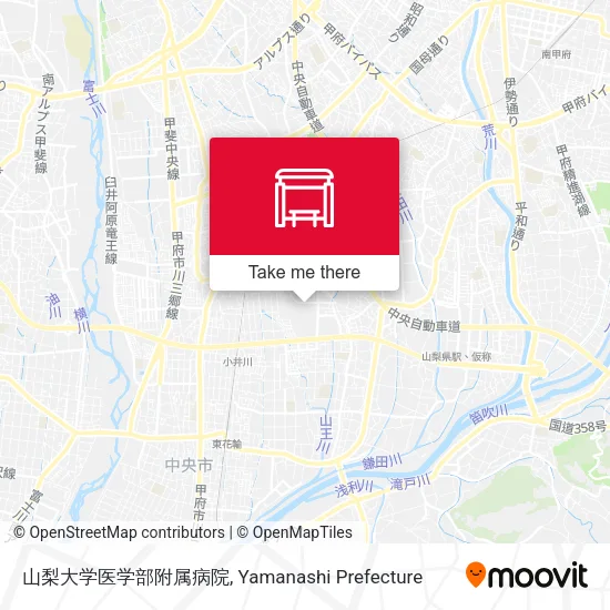 山梨大学医学部附属病院 map