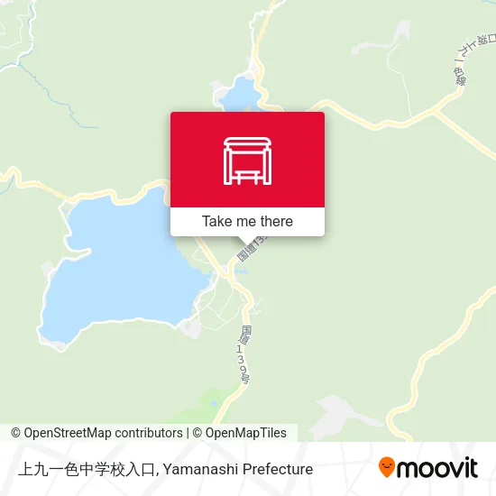 上九一色中学校入口 map
