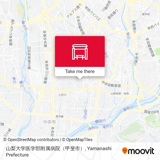 山梨大学医学部附属病院（甲斐市） map