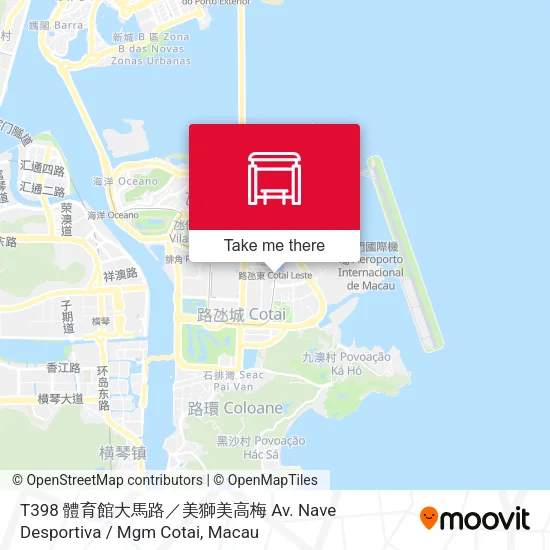 T398 體育館大馬路／美獅美高梅 Av. Nave Desportiva / Mgm Cotai地圖