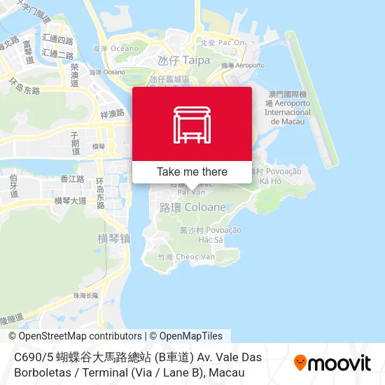 C690 / 5 蝴蝶谷大馬路總站 (B車道) Av. Vale Das Borboletas / Terminal (Via / Lane B)地圖