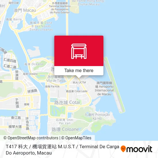 T417 科大 / 機場貨運站 M.U.S.T / Terminal De Carga Do Aeroporto map