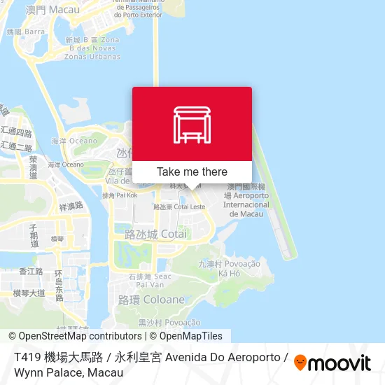 T419 機場大馬路 / 永利皇宮 Avenida Do Aeroporto / Wynn Palace map