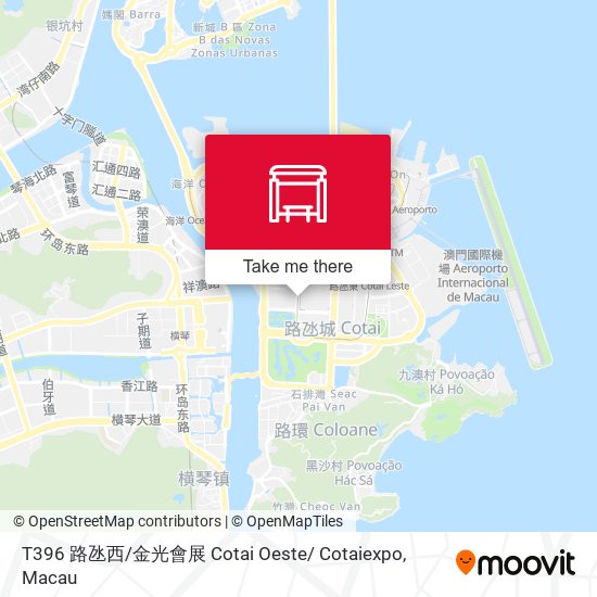 T396 路氹西 / 金光會展 Cotai Oeste/ Cotaiexpo map