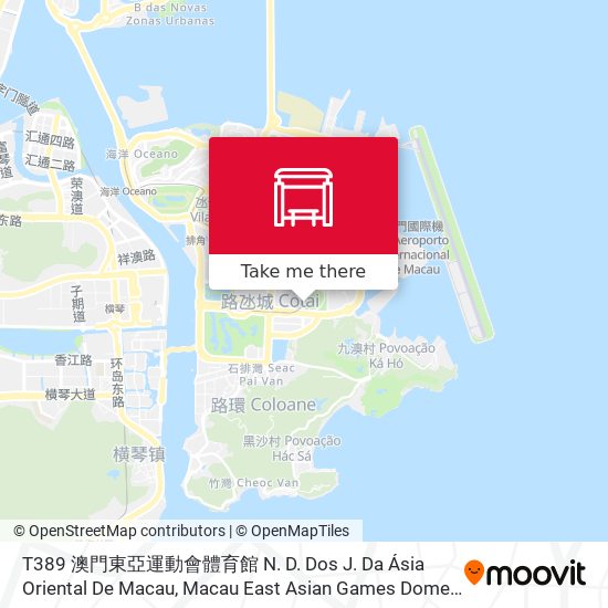 T389 澳門東亞運動會體育館 N. D. Dos J. Da Ásia Oriental De Macau, Macau East Asian Games Dome map