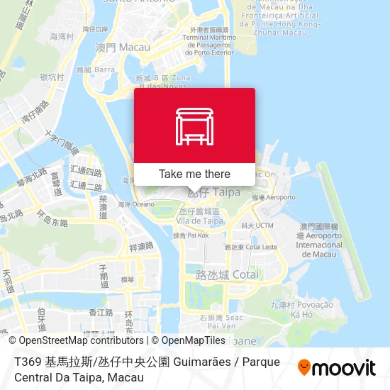 T369 基馬拉斯 / 氹仔中央公園 Guimarães / Parque Central Da Taipa map