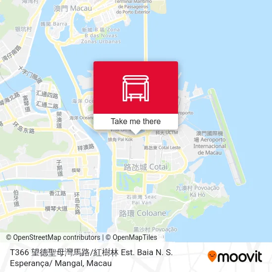 T366 望德聖母灣馬路 / 紅樹林 Est. Baia N. S. Esperança/ Mangal map